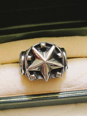 STAINLESS STEEL Men’s Star Horseshoe Ring ~ Size 12.5 Biker Western Gothic